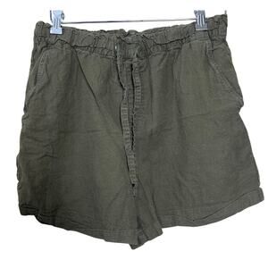 Uniqlo Large 30 Linen/Cotton Green Shorts Elastic Waist